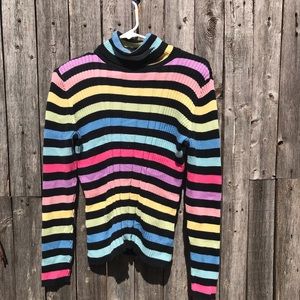 [vintage] colorful stripped turtleneck
